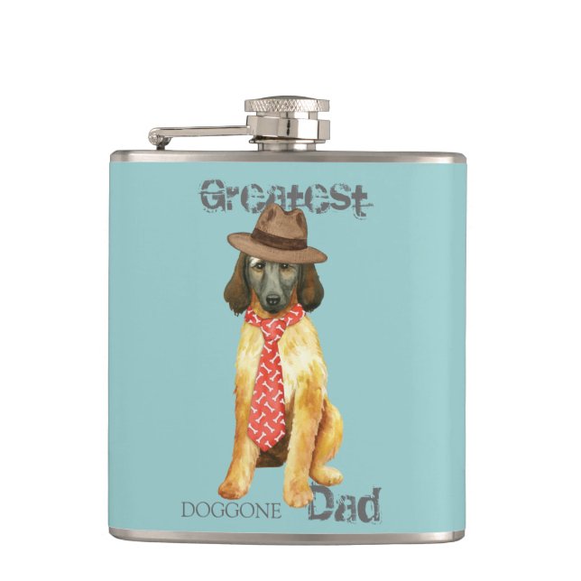 Afghan Hound Dad Hip Flask (Front)