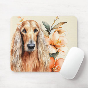 Afghan Hound Dog and Peach Lilies Mouse Pad