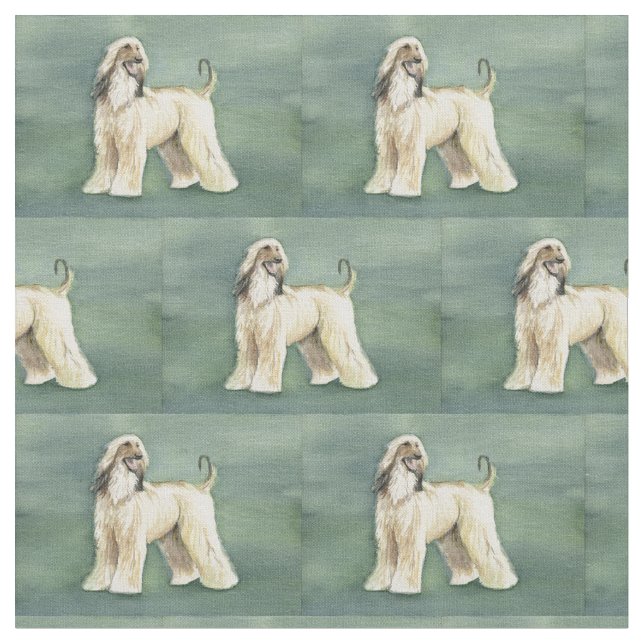 Afghan Hound Dog Art Fabric (Close Up)
