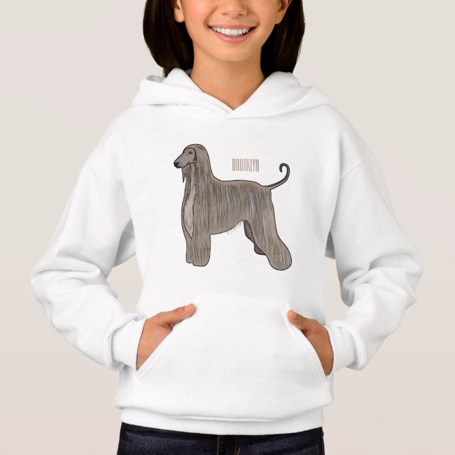Afghan hound dog cartoon illustration  (Front)