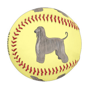 Afghan hound dog cartoon illustration baseball