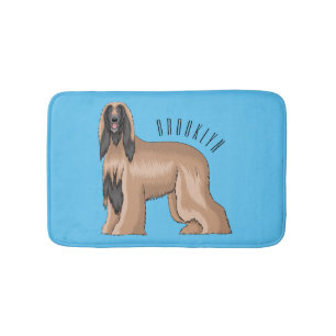 Afghan hound dog cartoon illustration bath mat