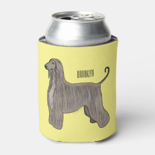 Afghan hound dog cartoon illustration  can cooler