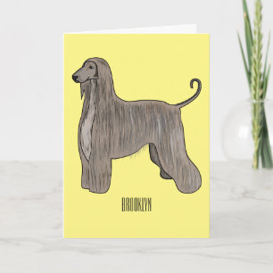 Afghan hound dog cartoon illustration  card