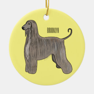 Afghan hound dog cartoon illustration  ceramic ornament