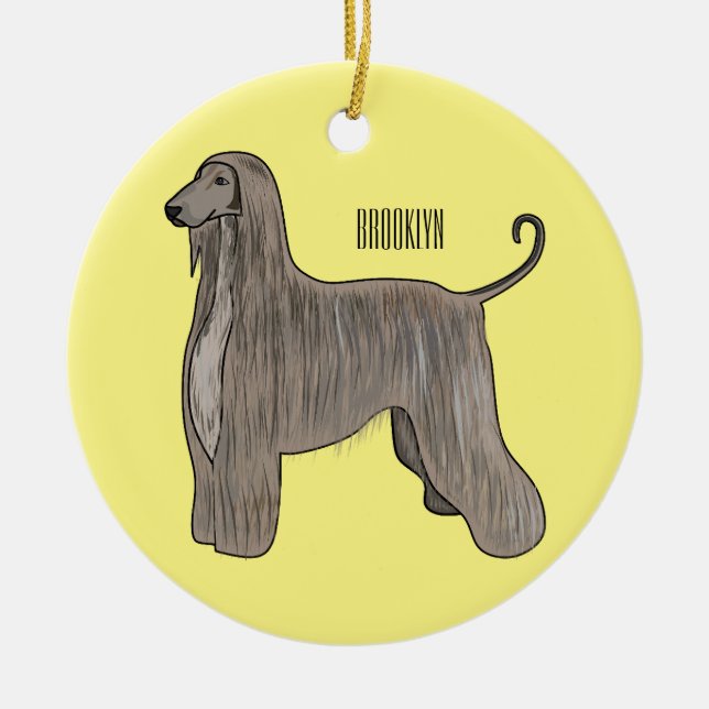 Afghan hound dog cartoon illustration  ceramic ornament (Front)