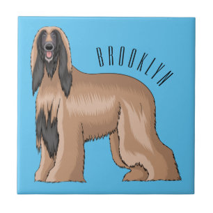 Afghan hound dog cartoon illustration  ceramic tile