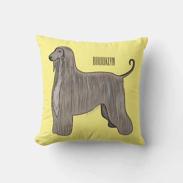 Afghan hound dog cartoon illustration  cushion (Front)
