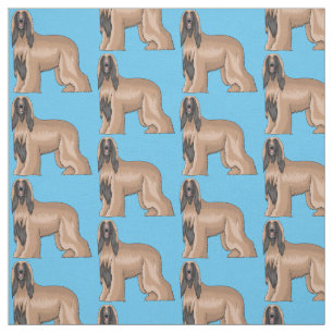 Afghan hound dog cartoon illustration fabric