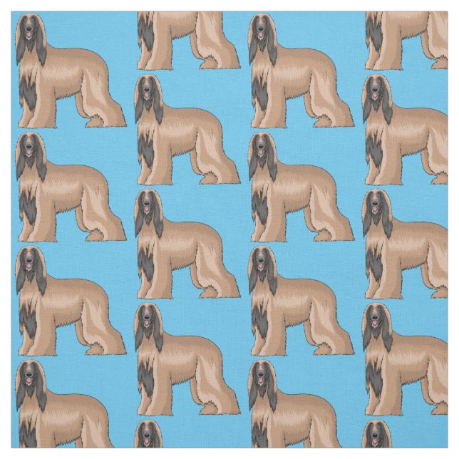 Afghan hound dog cartoon illustration  fabric (Swatch)