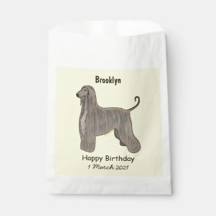 Afghan hound dog cartoon illustration favour bag