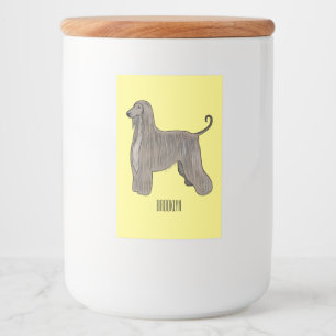 Afghan hound dog cartoon illustration food label