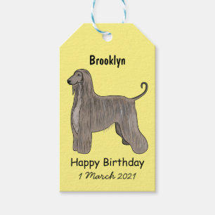 Afghan hound dog cartoon illustration gift tags
