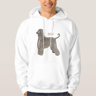 Afghan hound dog cartoon illustration hoodie