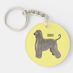 Afghan hound dog cartoon illustration key ring