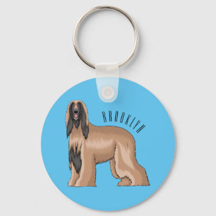 Afghan hound dog cartoon illustration key ring