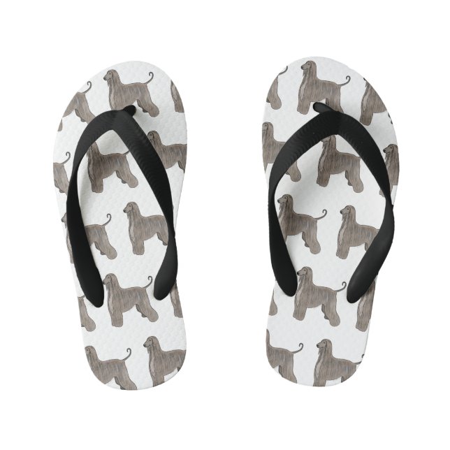 Afghan hound dog cartoon illustration  kid's thongs (Footbed)