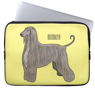 Afghan hound dog cartoon illustration  laptop sleeve