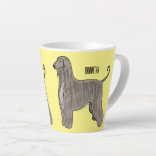 Afghan hound dog cartoon illustration  latte mug