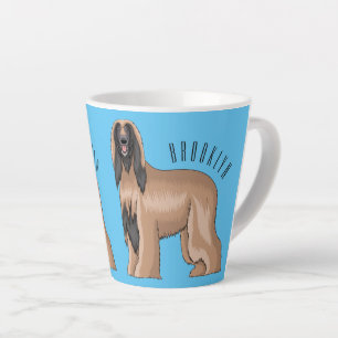 Afghan hound dog cartoon illustration latte mug