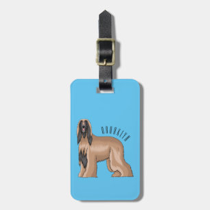 Afghan hound dog cartoon illustration luggage tag