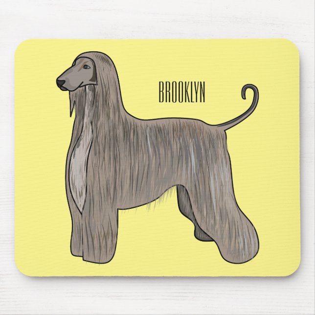 Afghan hound dog cartoon illustration  mouse pad (Front)