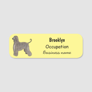 Afghan hound dog cartoon illustration name tag