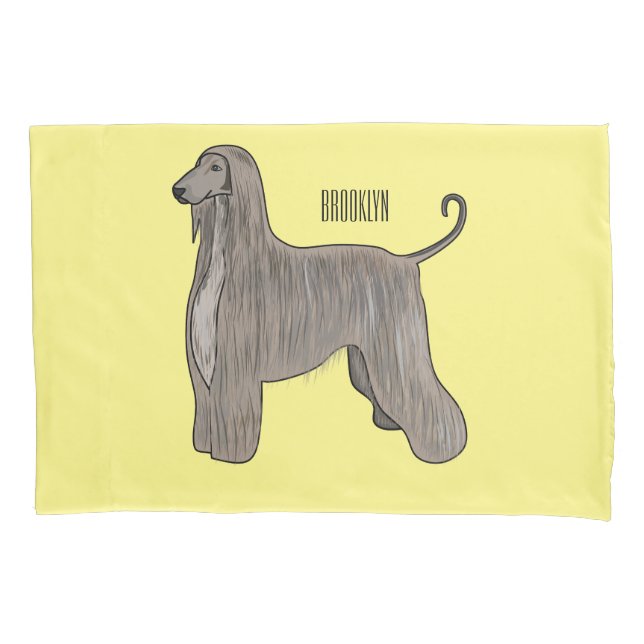 Afghan hound dog cartoon illustration  pillowcase (Front)