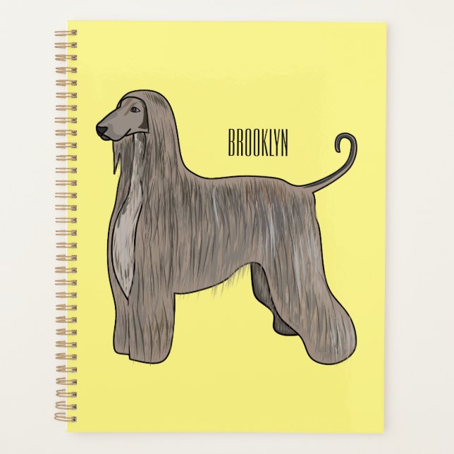 Afghan hound dog cartoon illustration  planner (Front)