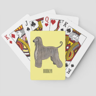 Afghan hound dog cartoon illustration playing cards