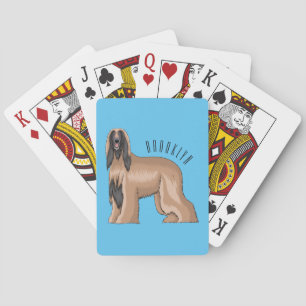 Afghan hound dog cartoon illustration  playing cards