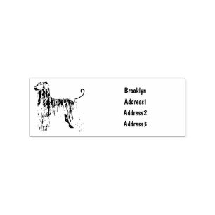 Afghan hound dog cartoon illustration rubber stamp