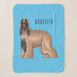 Afghan hound dog cartoon illustration sherpa blanket