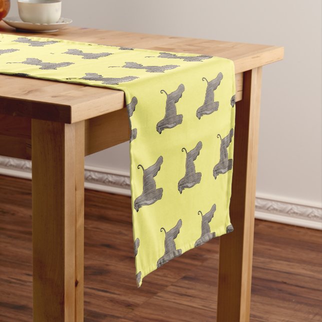 Afghan hound dog cartoon illustration  short table runner (In Situ)