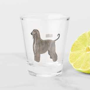 Afghan hound dog cartoon illustration shot glass