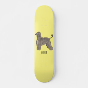 Afghan hound dog cartoon illustration  skateboard