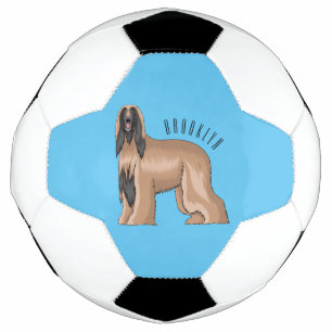 Afghan hound dog cartoon illustration soccer ball