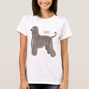 Afghan hound dog cartoon illustration T-Shirt