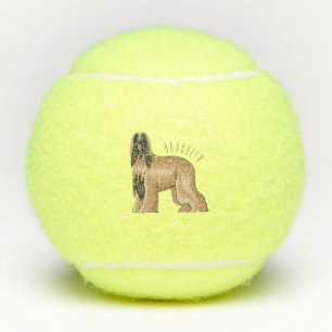 Afghan hound dog cartoon illustration tennis balls