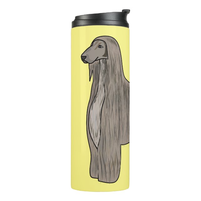 Afghan hound dog cartoon illustration  thermal tumbler (Rotated Left)