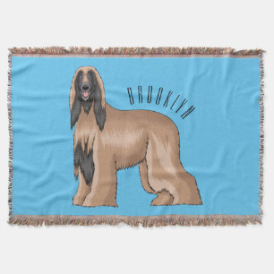 Afghan hound dog cartoon illustration throw blanket