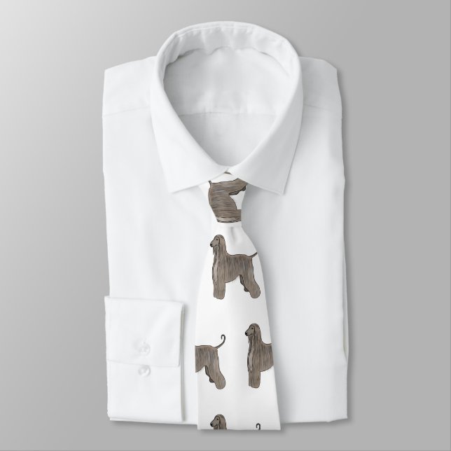 Afghan hound dog cartoon illustration  tie (Tied)
