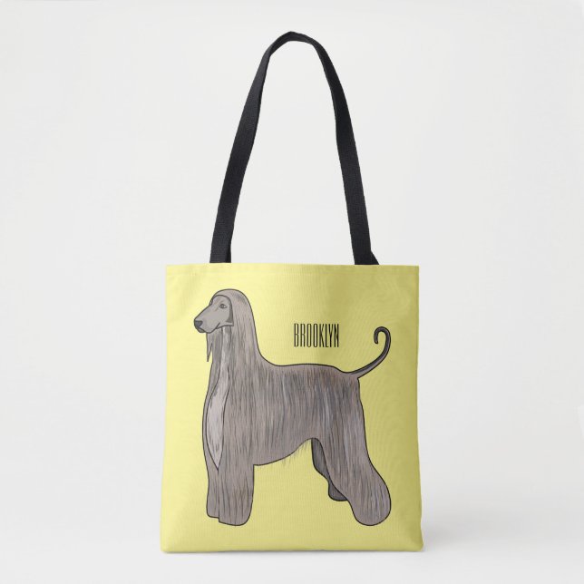 Afghan hound dog cartoon illustration  tote bag (Front)