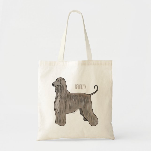 Afghan hound dog cartoon illustration  tote bag (Front)