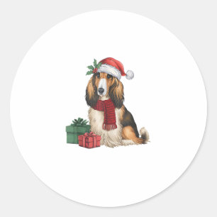 Afghan Hound Dog Christmas Parties Holiday Santa D Classic Round Sticker