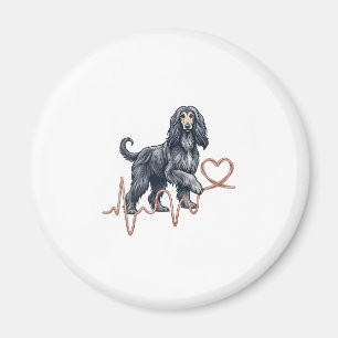 Afghan Hound Dog Heartbeat Line Heart Magnet