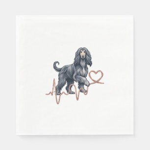 Afghan Hound Dog Heartbeat Line Heart Napkin
