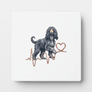 Afghan Hound Dog Heartbeat Line Heart Plaque