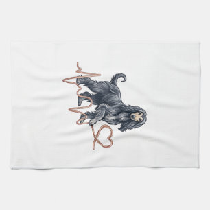 Afghan Hound Dog Heartbeat Line Heart Tea Towel