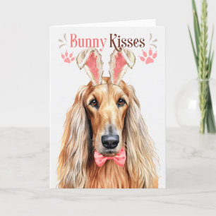 Afghan Hound Dog in Bunny Ears for Easter Holiday Card